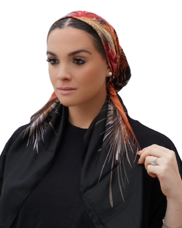 Tie Ur Knot Vintage Black Feather Splatter Pre-Tied Bandanna with Full Non Slip Grip myselflingerie.com